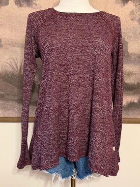 Hollister Marled Burgundy Long Sleeve Swing Top